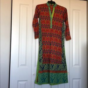 Jamsheed Pret Orange cotton tunic floorlength